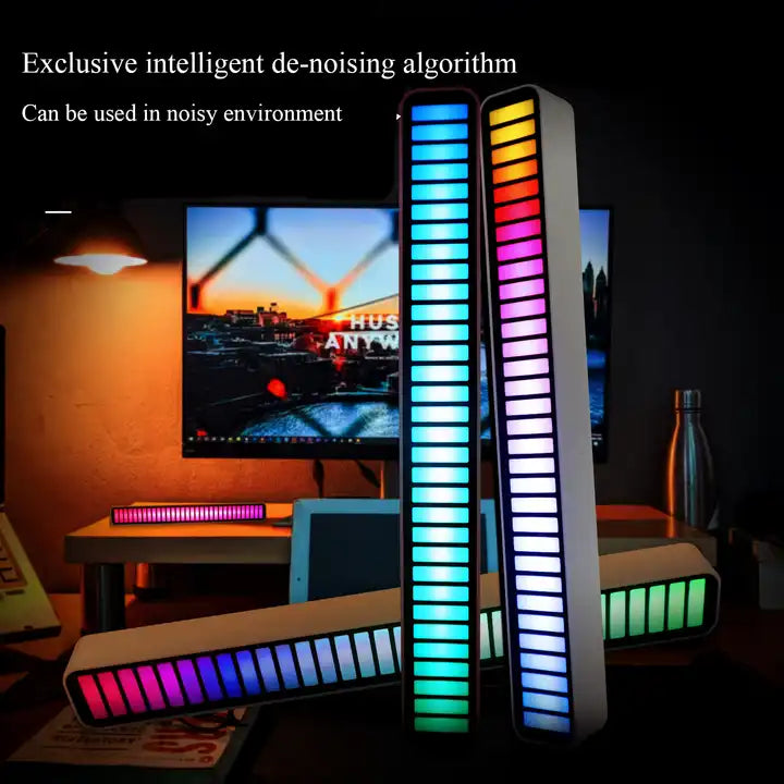 Colorful LED light bar with sound activation" "App-controlled LED light with music sync" black light bar for gamer